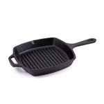 Bhagya Cast Iron Cookware Cast Iron Grill Pan (10 Inches Grill Lengthy, Black)