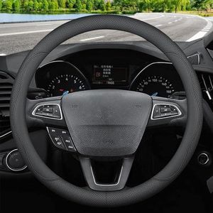 Car Steering Wheel Cover, Universal 15 Inch Fit, Anti-Slip Napa/Microfiber Leather Suede Stearing Wheel Protector Covers, Soft Breathable, with Car Seat Belt Pads for Women Man (Nappa Leather B)
