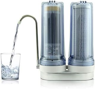APEX EXPRT MR-2050 Dual Countertop Water Filter, Carbon and Mineral pH Alkaline Water Filter, Easy Install Faucet Water Filter - Reduces Heavy Metals, Bad Taste and Up to 99% of Chlorine - Clear