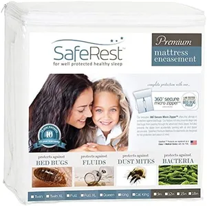 SafeRest Zippered Mattress Protector - Premium 9-12 Inch Waterproof Mattress Cover for Bed - Breathable & Noiseless Washable Mattress Encasement - Calking