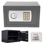 16L Electronic Digital Safe Security Safe For Jewelry/Gun/Cash Valuables/Camera/Document With 2 Key, Solid Steel Construction, (L x W x H)35x25x25cm Black