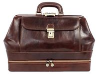 Time Resistance Leather Doctor Bag Purse Medical Briefcase Vintage Brown Key Lock Handbag