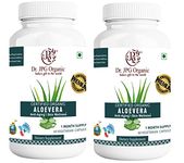Dr. JPG Organic Aloe Vera Capsules 60 Veg Capsules/Helps Rejuvinate Skin and Hair/INDIA ORGANIC Certified. (Pack Of 2)
