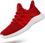 Feethit Womens Slip On Walking Shoes Non Slip Running Shoes Breathable Workout Shoes Lightweight Gym Sneakers, Red, 7.5