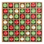 VEYLIN Mini Christmas Baubles, 49pcs 3cm Christmas Tree Baubles Glitter Christmas Baubles for Christmas Tree Decoration (Red and Green)