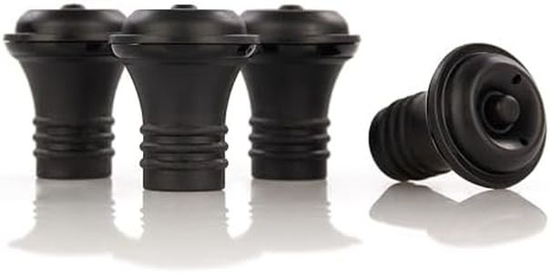 Qpractiko - Tappi per vino con pompa per il vuoto | 4 pezzi | Chiusura ermetica | Conservazione del vino per 7 giorni | Pulizia facile | Adatto a più bottiglie, nero, piccolo, silicone