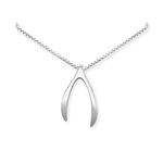 Wishbone Necklace for Women, High Polish Sterling Silver Wish Bone Necklace, Good Luck Necklace, Lucky Charm Jewelry, Best Wishes Birthday Gift (18 inches plus 2-inch extender)