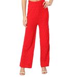 ABACADA'S GAJAB Women's Regular Fit Wool Palazzo (Wool-Plazo-009_Red_Free Size)