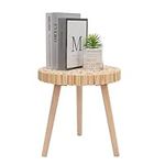 Prosumer's Choice | Wooden Side Table Natural Brown - Small Accent Round End Tables for Living Room - Simple Bedside Table - Home Décor for Office, Bedroom, or Study Room - Farmhouse Style Décor