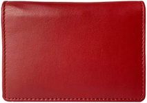 DiLoro RFID Leather Wallet for Men or Women Travel Bifold Card Holder Full Grain Cow Nappa 4"x3" Expandable to 1" Thick (Red Nappa)