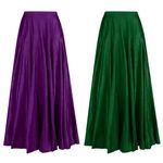 Mrugneni Silk Maxi Skirts, Ethnic Wear, Kali Pattern, Set of 2, (in, Alpha, Free Size, Regular, Wine/Bottle Green)