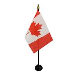 Canada Table Flag 4'' x 6'' - Canadian Desk Flag 15 x 10 cm - golden spear top - Drapeau Canada AZ FLAG