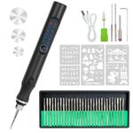 Engraving Pen - Electric Engraving Tool Kit USB Rechargeable Cordless Wood Engraving Kit Mini DIY Rotary Engraver for Jewelry Wood Glass Etching (Grey)