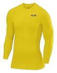 TCA Mens Pro Performance Compression Shirt Long Sleeve Top Compression Tops for Men Base Layers Men - Sonic Yellow, M