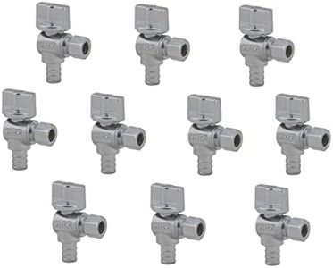 LD Longda Angle Stop Valve 1/2-inPEX x 3/8-in OD, Quarter Turn Water Shut Off Valve, Lead Free Brass Angle Stop Valve for Faucet , Toilet ,Ice Maker, Drinking Fountain and Dishwasher ( 4-Packs)