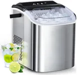 Joy Pebble Stainless Steel Ice Maker Countertop, 26Lbs/24H, 9 Cubes Ready in 6-8 Mins, Self-Cleaning Portable Ice Maker with Handle, for Home/Office/Bar (Silver)