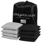 Play Platoon Premium Weather Resistant Duck Cloth Cornhole Bags - Set of 8 Bean Bags for Corn Hole Game - 4 Silver & 4 Black