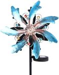 SteadyDoggie Solar Wind Spinner - Metal Garden Decor with Multi-Color Changing LED Lights - Garden Wind Spinners - Kinetic Windmill Sculpture for Decorations -Decorative Lawn Ornaments - 56"x12.4"