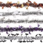 Juvale 5-Pack Halloween Tinsel Garland Decorations, Spider, Pumpkin, Bat, Ghost, Spooky Halloween Garland for Costume Party, Masquerade Ball and Haunted House (6.6 Feet)