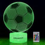 DREAMOON Football Gifts for Boys Kids Girls, Football Night Light, 3D Illusion Lamp with 16 Colors Change Remote Control, Creative Birthday Gift Sports Fans Toys