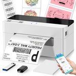HIROBOT Bluetooth Thermal Barcode Label Printer for 4x6 Inch Label,Adjustable Size,203DPI Shipping Label Printer,Print More Sizes 3X5,2X1Round,Etc,Support Android,iOS,Windows,Mac|Amazon,Flpkat,UPS,Etc