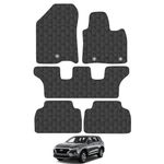 Car Mats for Hyundai Santa Fe (2018-) Non-Hybrid 7 Seats Car Floor Mats Premium Rubber Tailored Fit Set Accessory Black Custom Fitted 4 Pieces with Clips - Anti-Slip Backing, Heavy Duty & Waterproof