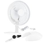 RamPro Portable Desk and Clip on Fan, 6 Inch Fans Small and Quiet Plug In, Small Personal Cooling Fan for Desk Home Bedroom Office, 2 Speed, Adjustable Tilt, White