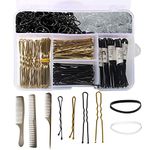 320 Pcs Bobby Pins & Hair Bands Set Including 100 Bobby Pins, 100 U Shape Hair Pins, 120 Pcs Hair Bands and 3 Hair Combs with Storage Box for Women/Girls