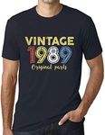 Ultrabasic Men's Graphic T-Shirt Original Parts 1989 35th Birthday Anniversary 35 Year Old Gift 1989 Vintage Eco-Friendly Short Sleeve Novelty Tee Navy 4XL