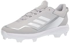 adidas Men's Icon 7 TPU Baseball Shoe, Team Light Grey/Silver Metallic/White, 12