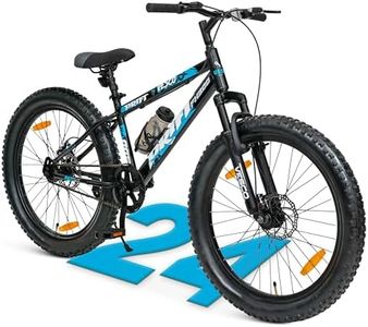 VESCO Drift FX300 Black 24T Semi Fat Bike | Kids Cycle for Boys 9-13 | 16 inch Frame | Mountain Bicycle with Front Suspension & Dual Disc Brake | Ideal for Kids 10-12 Years (Single Speed)