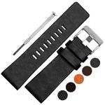 DBLACK ''DESIRE'' Best Replacement Band for Diesel Watch, Leather Watch Bands, Watch Straps for Men Women // For 22mm, 24mm, or 26mm Leather Watch Straps (Choose Your Size & Color) (Black, 24mm)