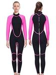 REALON Womens Wetsuit Full 3mm Neoprene Surfing Scuba Diving Snorkeling Swimming 5mm Wet Suit Girls Cold Water Swimsuit (2mm Pink Full, Medium)