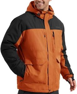 FREE SOLDIER Men's Waterproof Ski Jacket Fleece Lined Warm Winter Snow Coat with Hood Fully Taped Seams(Orange,XXL)