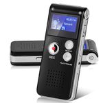 Helterfolg 8GB Dictaphone Voice Recorder, Portable Tape Recorder, USB Rechargeable Digital Recorder with Multifunctional Digital Audio & MP3 Play(Black)