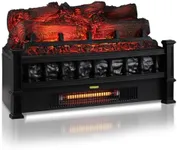 20'' Electric Fireplace Logs, Electric Fireplace Insert Log Heater Set 1000 Sq Ft Heater with Adjustable Flame Colors for Home and Office, 750w/1500w Heating, Overheat Protection, Black