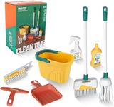 Kids Toy Cleaning Set, 8 Piece Pretend Play Set Green, Pretend Home Cleaning Play Set, Housework Montessori Cleaning Toys with Broom and Mop Set for Toddler Christmas Birthday Gift for Boys Ages 3+