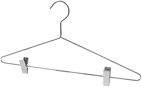 OZ Household Essentials Metal Combination Hanger with Clips (25 Pack) - Heavy Duty with 3.5mm Round Width