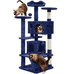 Yaheetech Cat Tower With Adorable Cat-Ears Shaped Perch, Double Condos, Plush Ladder, Sisal Scratching Posts Activity Tree Centre for Indoor Kittens