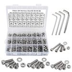 FandWay 720Pcs 304 Stainless Steel M3 M4 M5 M6 Hex Socket Head Cap Screws,Hex Socket Machine Screws, Hex Socket Bolts,Nuts and Washers Assortment Set Kit with 4 Hex Wrenches