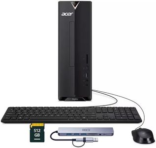 acer Aspire Desktop Computer – Intel Celeron N4505, Office 365 for The Web,8GB 768GB Storage (256GB SSD+512GB SD),Fast & Reliable Home Office PC Bundle with Docking Station, Wi-Fi, Windows 11, Black