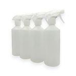 Large Spray Bottle x4 – 500ml, Mist and Jet Settings, Long Lasting HDPE Plastic, Durable Trigger Spray, Leak Proof Seal, Commercial Grade, Chemicals or Water, Home, Garden or Work, Professional