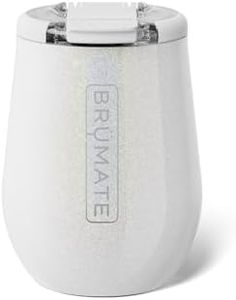 BrüMate Uncork'd 14oz 100% Leakproof Insulated Wine Tumbler | Locking Lid | Insulated Stainless Steel Wine Glass | Perfect For Travel & Outdoors | BPA-Free (Glitter White)