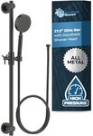 HammerHead Showers® ALL METAL 27.5 Inch Shower Slide Bar Set and Handheld Shower Head with Hose — OIL RUBBED BRONZE — 2.5 GPM High Pressure Spray Wand — Easily Adjust Height & Angle of Handshower