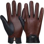 GSG SINCE 1998 Mens Genuine Leather Gloves Cashmere Lined Touchscreen Sheepskin Winter Warm Gloves for Driving Brown Large