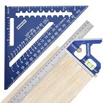 WORKPRO Rafter Square and Combination Square Tool Set, 7 Inch Aluminum Alloy Die-Casting Carpenter Square and 12 Inch Zinc-Alloy Square Ruler Combo (Rafter Square Layout Tool)