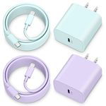 iPhone 14 13 12 11 Fast Charger, 2Pack 20W USB C Charger Block Fast Charging Plug Power Adapter with 6FT Long USB C to L Cable Cord for iPhone 14 13 12 11 Pro Max Mini XR XS X 8, iPad [Purple+Green]