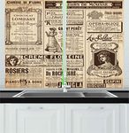 Paris Kitchen Curtains by Ambesonne Vintage Old Historic Newspaper Journal French Paper Lettering Art Window Drapes 2 Panels Set for Kitchen Cafe 55 W X 39 L Inches Light Brown Caramel and White