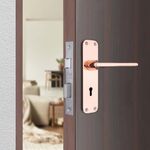 Godrej Locking Solutions and Systems Steel Mortise Lock I Door Handle Lock For Main & Internal Door | Elc 10 | 6-Lever Locking Mechanism | Reversible Latch | Lock For Wooden Doors (Rose Gold Finish)