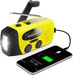 Emergency Wind Up Radio with 2000mAh Power Bank, Crank Solar AM FM Radio with LED Torch for Camping, Tornadoes (088 Yellow)